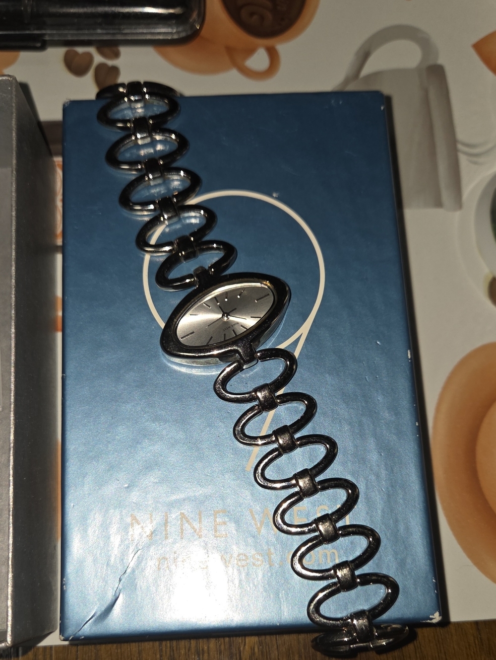 Nine West Silver-Tone Linked Oval Bracelet Watch